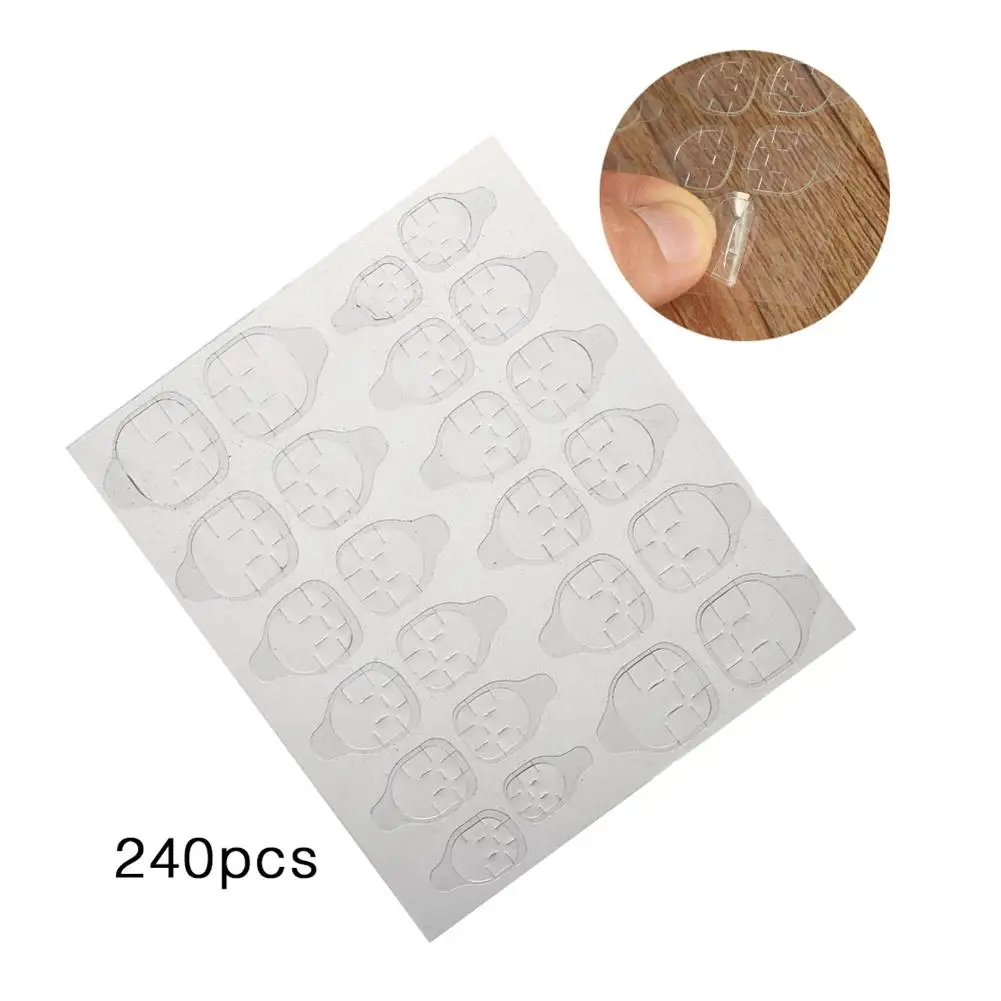 

240Pcs Disposable Transparent Nail Art Stickers False Fingernail Adhesive Tips