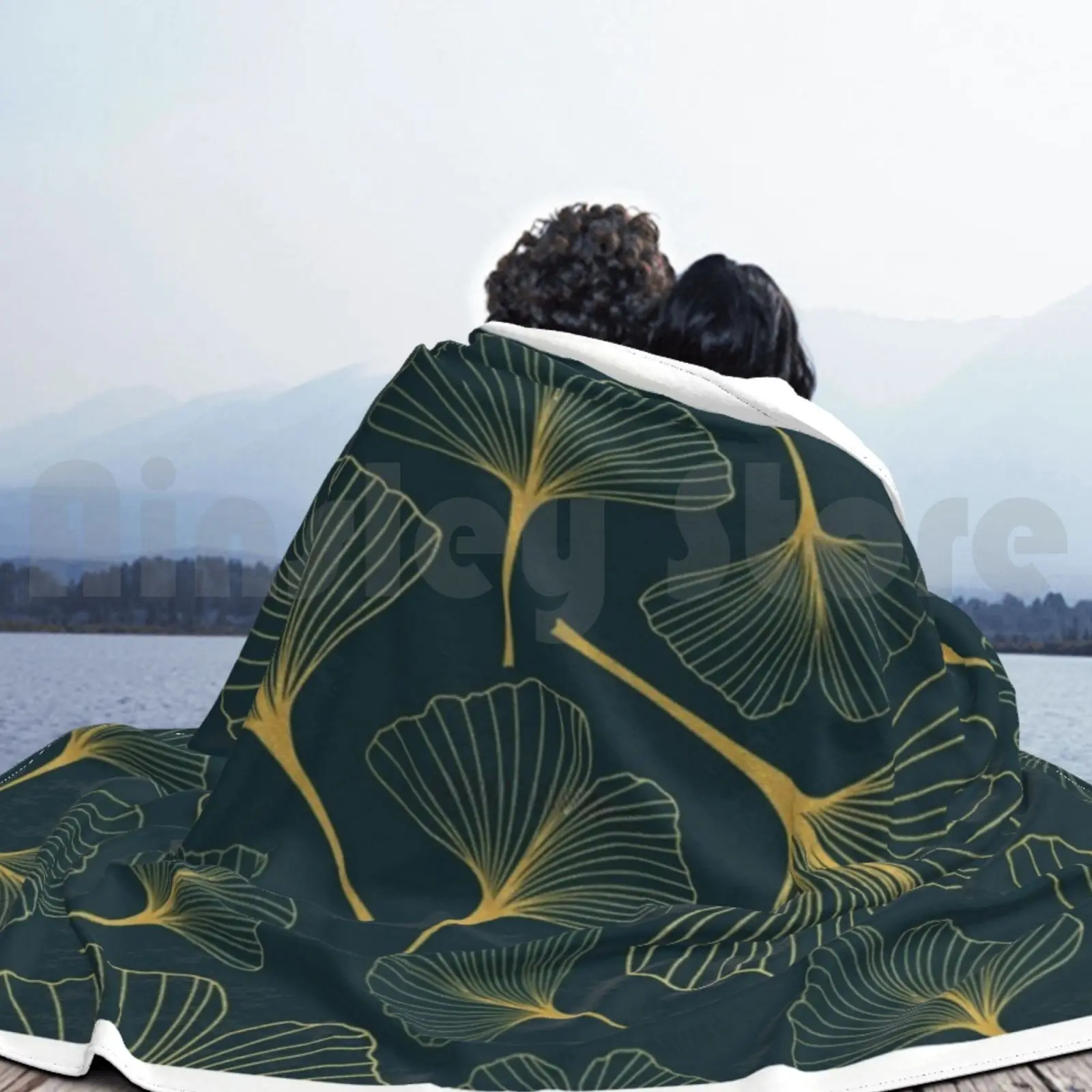 Одеяло с листьями гинкго из золотой фольги модное Золотое одеяло на заказ 1163