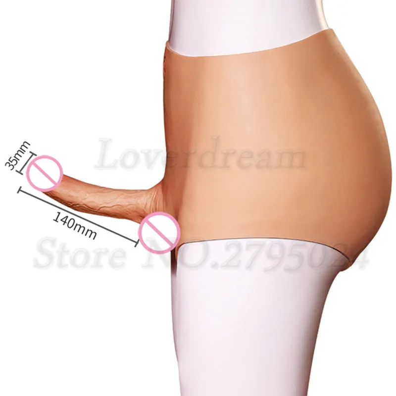 Лесбийский страпон фаллоимитатор Трусы из силикона с отверстиями для мужчин