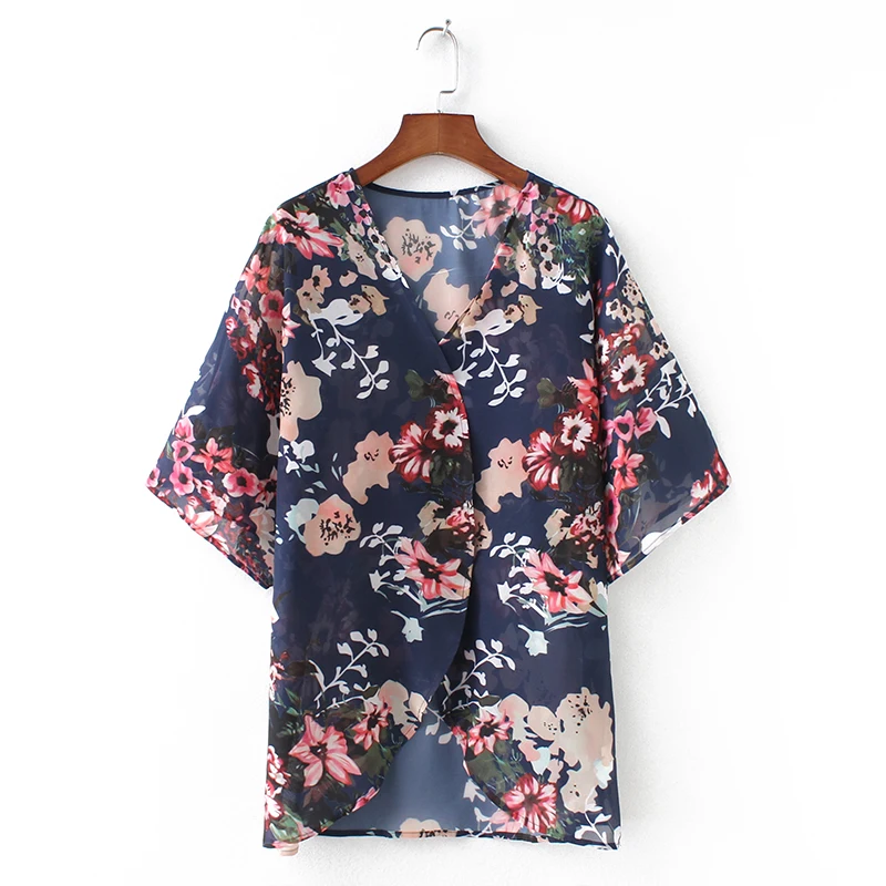 Ретро шифоновые кардиганы размера плюс тонкие свободные женские топы и рубашки с