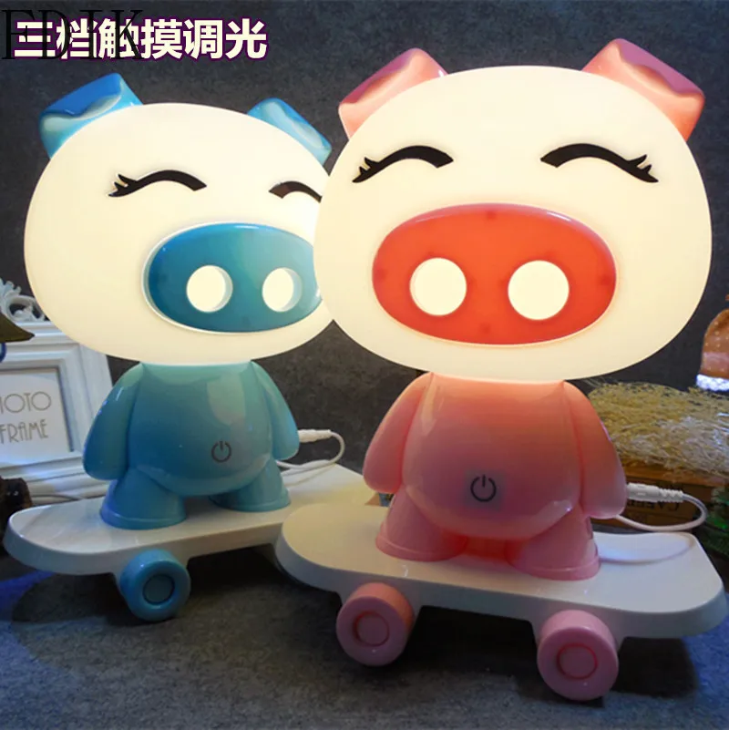 Carton Touch Dimming Table Lamp Creative Skateboard Led Desk Light Fixtues for Bedroom Study Room Modern Indoor Decor Lighting | Лампы и