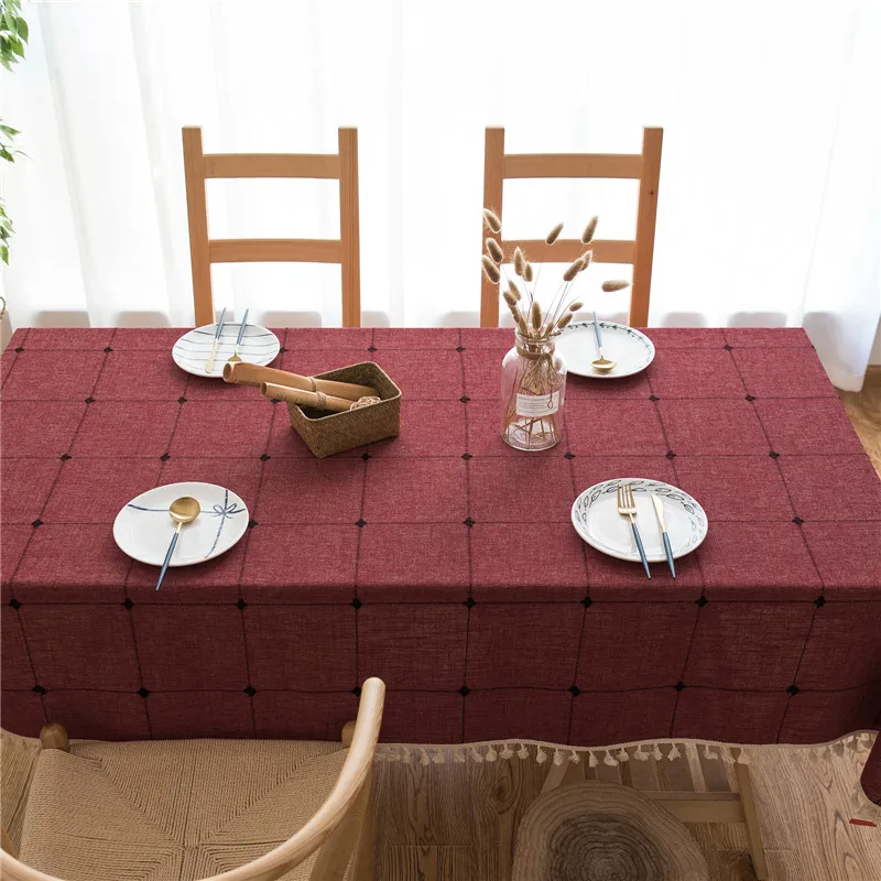 

Из хлопка и льна скатерть твердых Цвет отель стол для пикника прямоугольный стол чехлы события домашний обеденный Чай Вечерние украшение с...