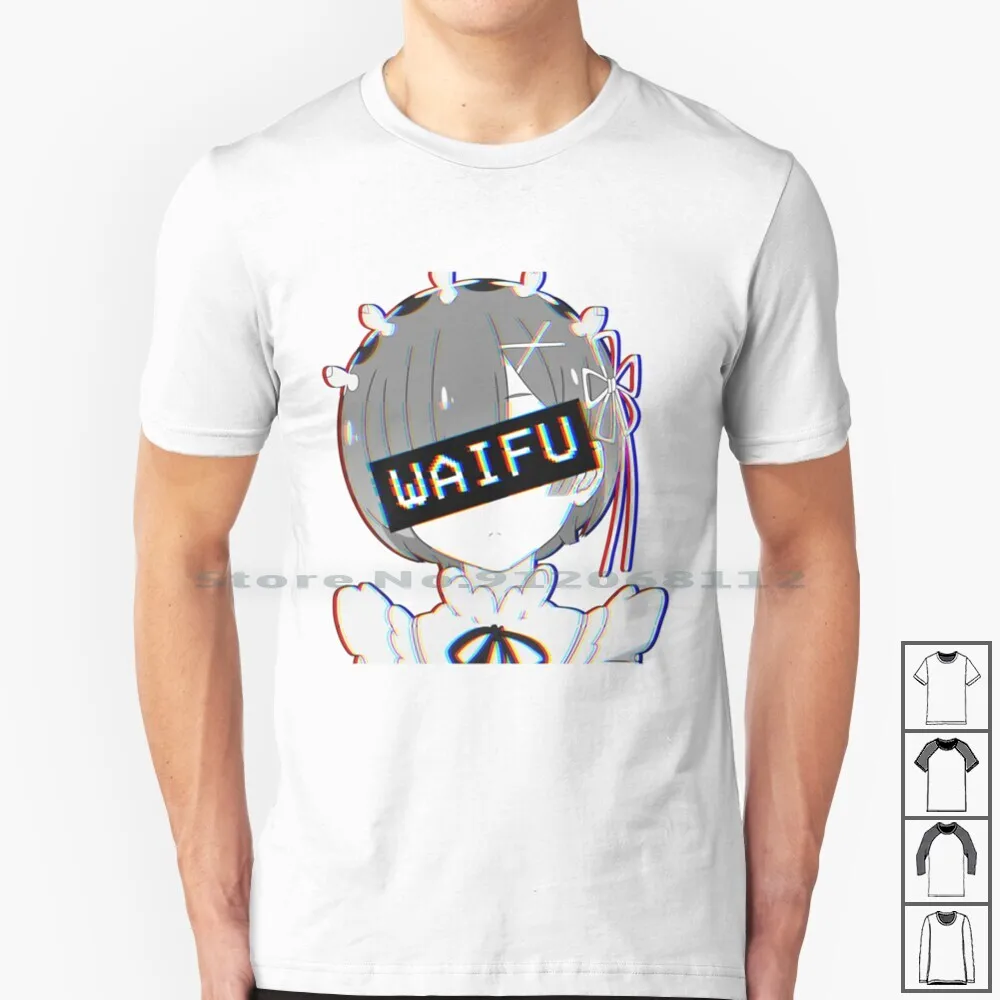 Футболка Rem Waifu 100% хлопок Rezero Re Zero девушки из Аниме Манга Кара хаджимеру Isekai Seikatsu