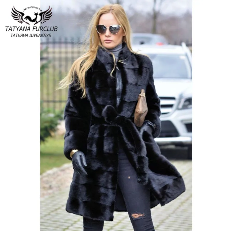 Fashion Long Mink Fur Coats Real Winter 2022 New Women Genuine Full Pelt Mink Fur Coat With Hood Thick Warm Fur Overcoats Luxury