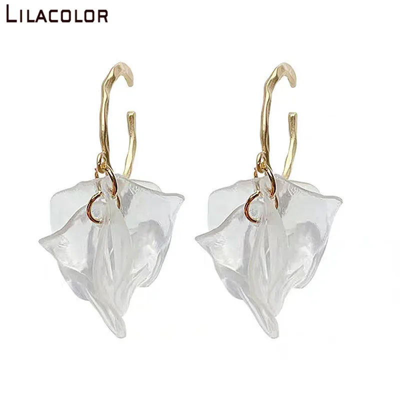 Цветочные прозрачные женские Висячие серьги круглые неправильной формы