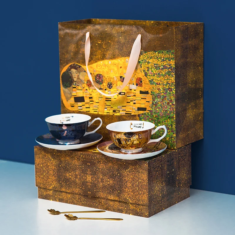 Klimt классический дизайн Ван Гога тонкая костяная ткань Китай дешевая чашка для