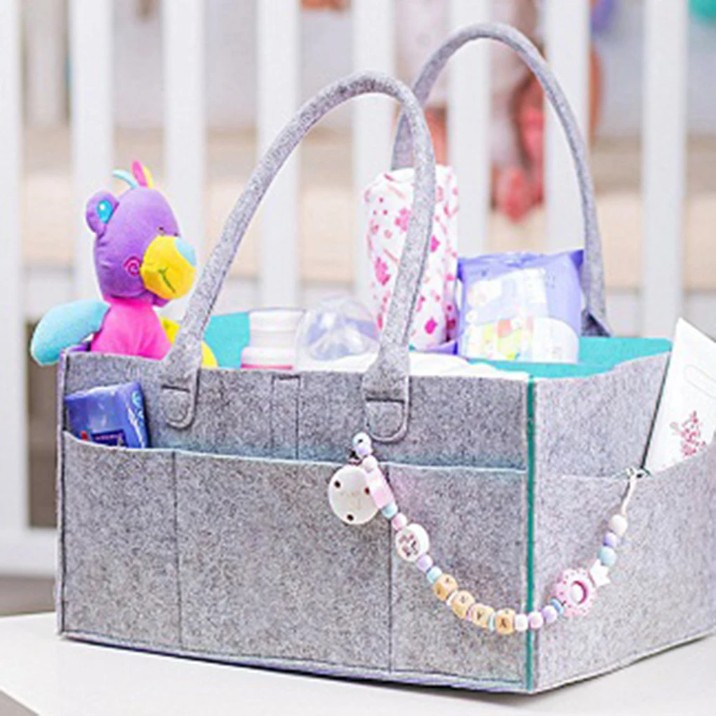 

Baby Wipes Diaper Organizer Nursery Storage Bin Basket Portable Felt Cloth Diaper Handbag