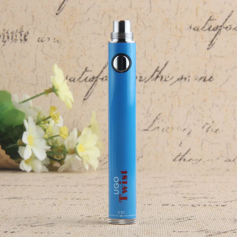 Синий UGO Twist battery 650mah 900mah VV Vape ручка для эго 510 нить электронная сигарета распылитель USB сквозное зарядное устройство батарея - Цвет: Синий