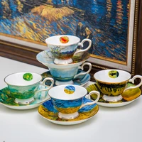 exquisitely painted tea sets van gogh coffee cups and plates ceramics and business