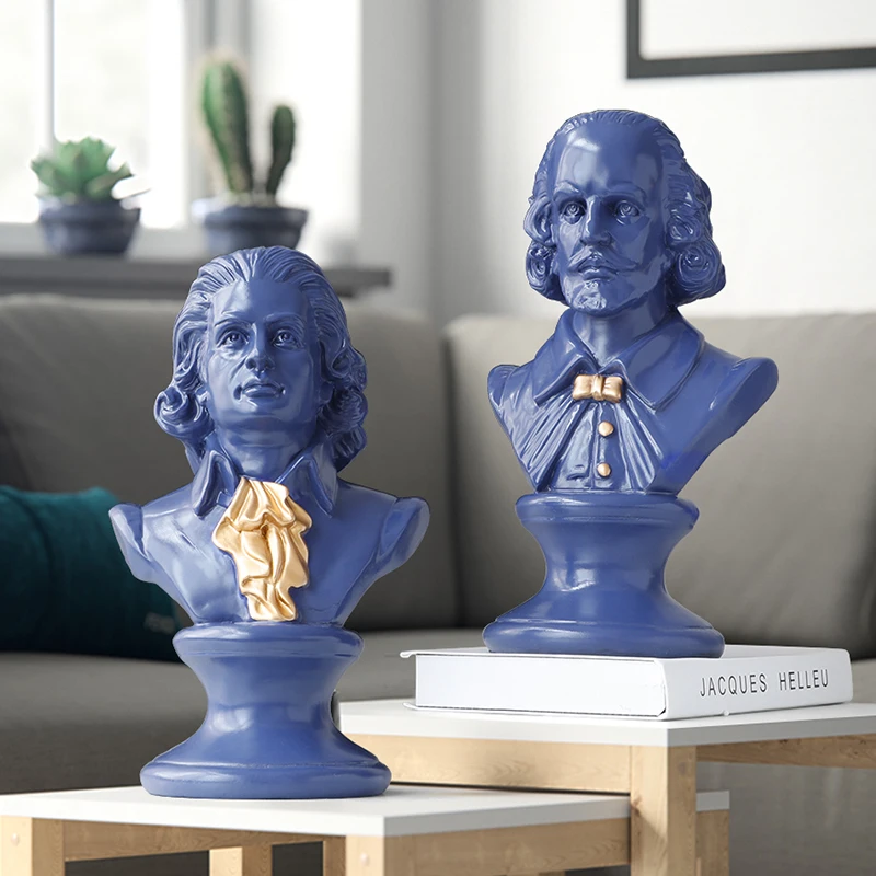 Shakespeare &Mozart head portrait bust Big resin statues for decoration resin art &craft sculpture sketch practice