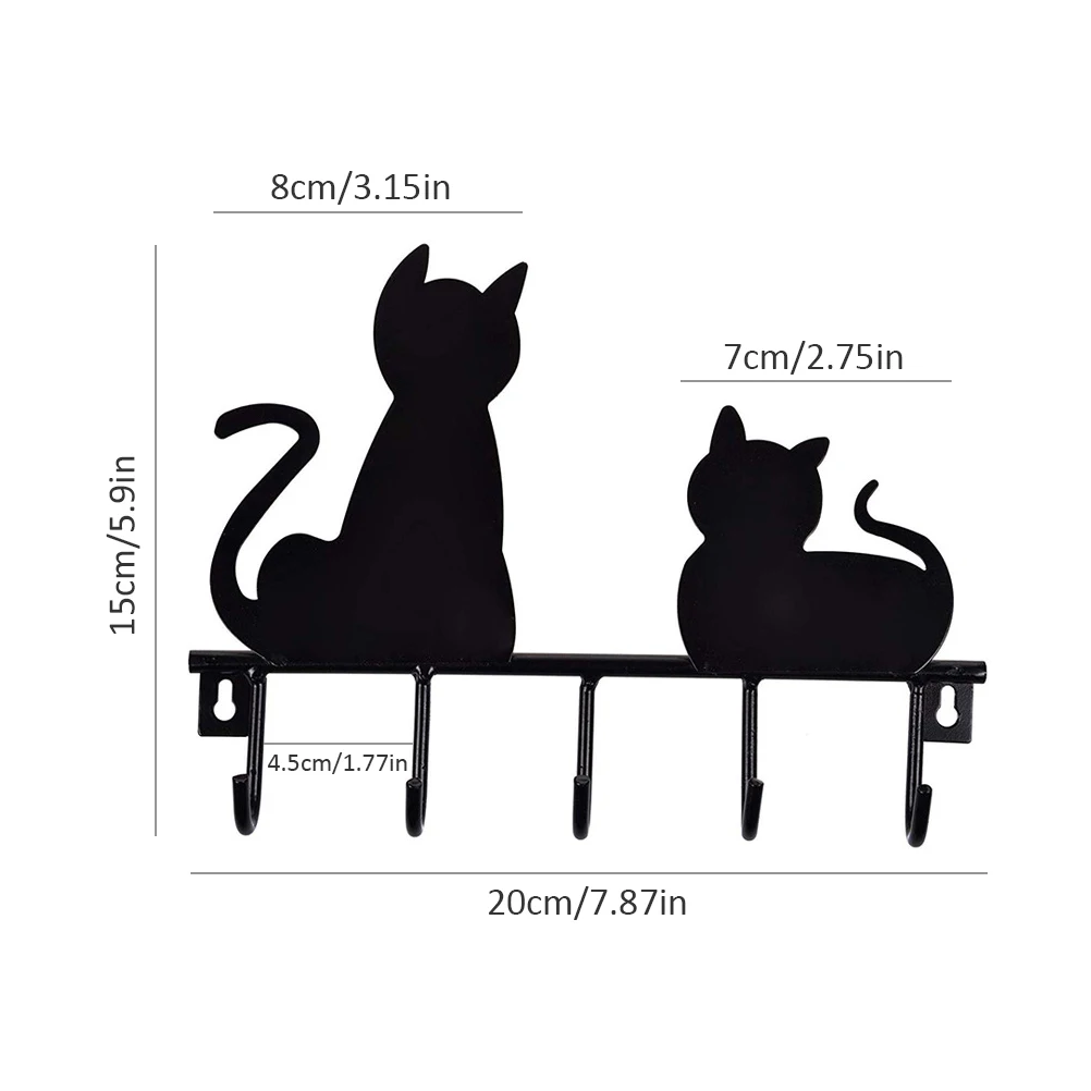 

Cat Shape Wall Hook Cat Iron Key Holder Multifunction Wall Mount Hanger for Towel Key Clothes