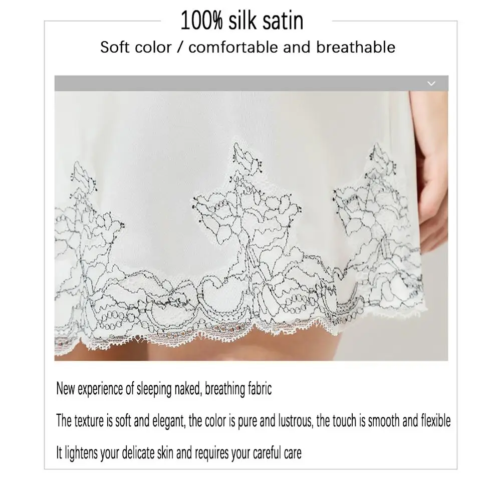 

SXTHAENOO Silk Spaghetti Strap Nightdress Lace Suspender Skirt Sleepwear Nightgown Sexy Intimate Lingerie Women Home Clothing