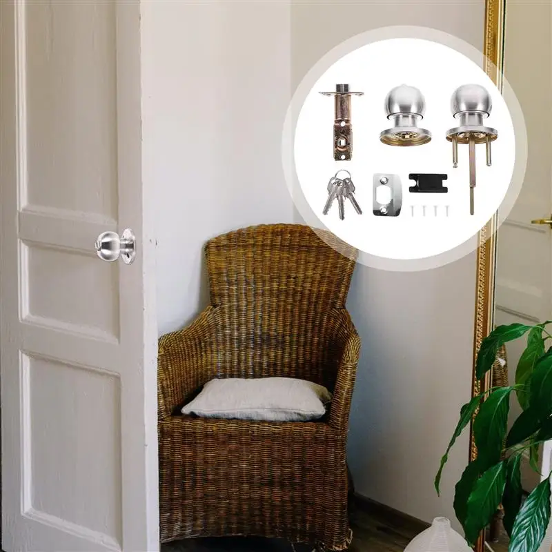 

1 set of Stainless Steel Knob Lock Spherical Lock Door Lock Durable Door Lock for Bedroom