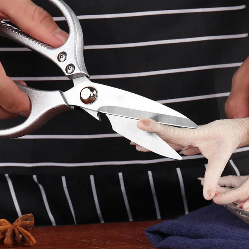 Прямая поставка 5CR15 стальные Многофункциональные кухонные ножницы с алюминиевой
