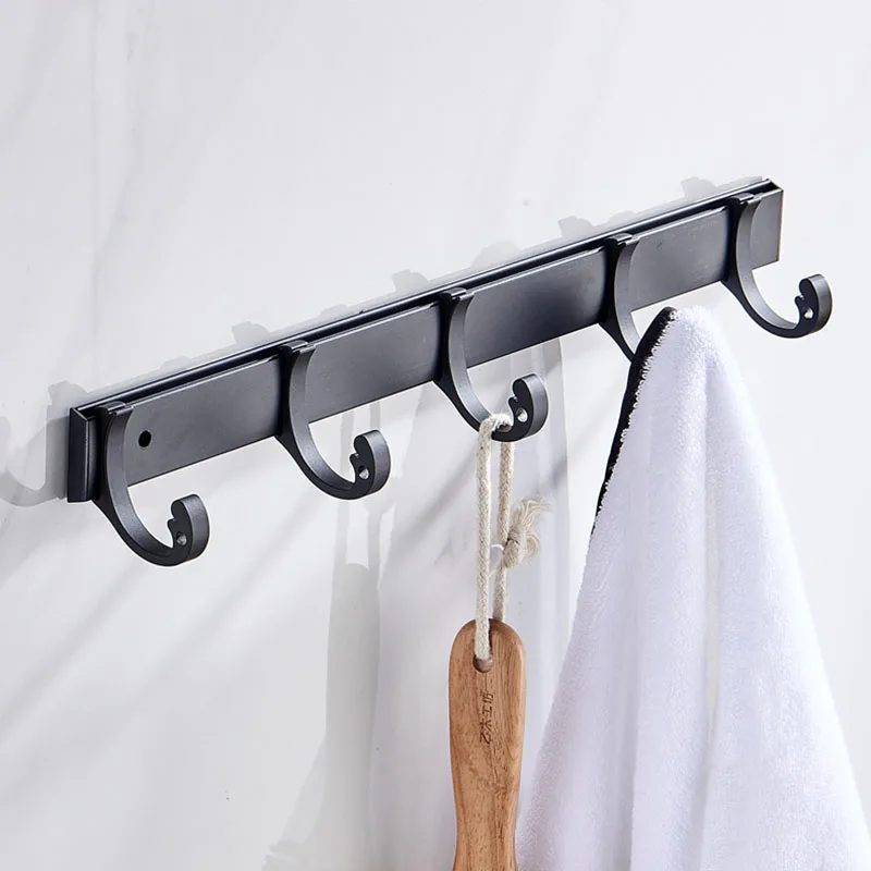 3 ~ 7 черный алюминиевый крючок для полотенец ванной кухни настенный двери вешалка