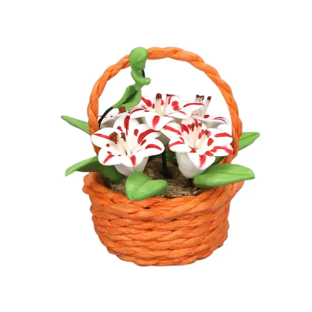 

Resin 1:12 Doll House Miniature Scene Decoration Miniature Lily Flower Basket