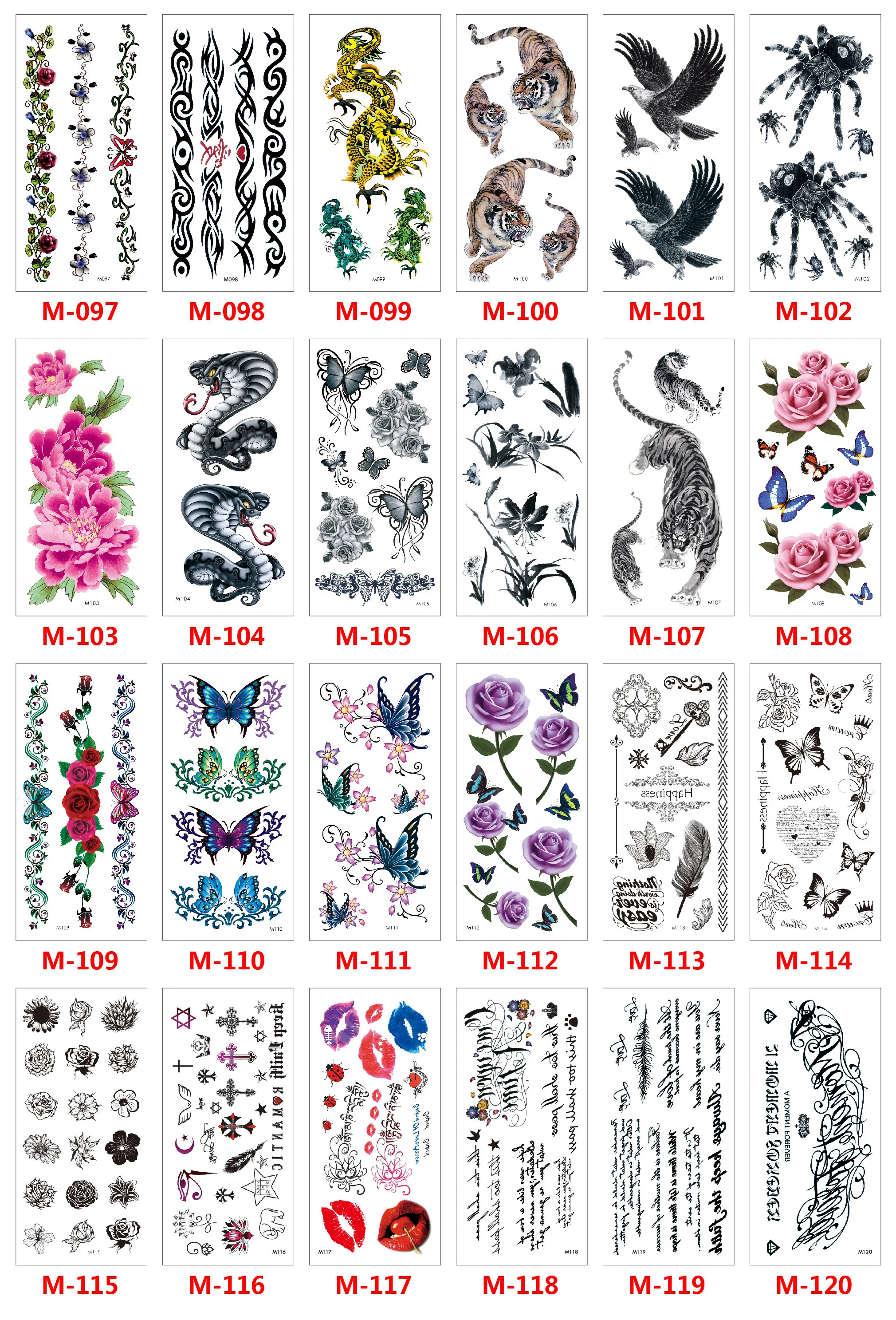 

Waterproof Temporary Tattoo Sticker Flowers Butterflys Animals Designs Tattoos Body Art Arm Fake Tatoo Women Men