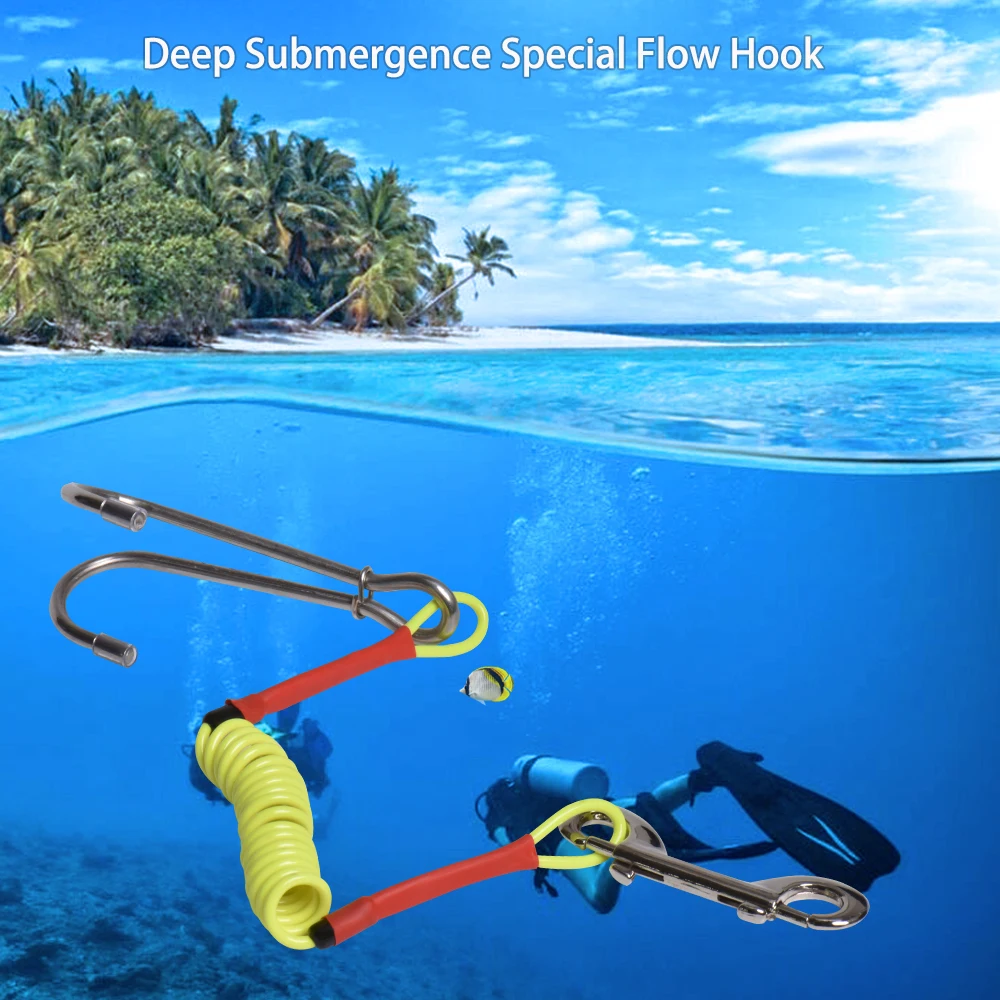 Дайвинг дрейф рифовый крюк со спиральной катушкой шнурок для diver BCD подводная фотография аксессуар поток крюк безопасности веревка