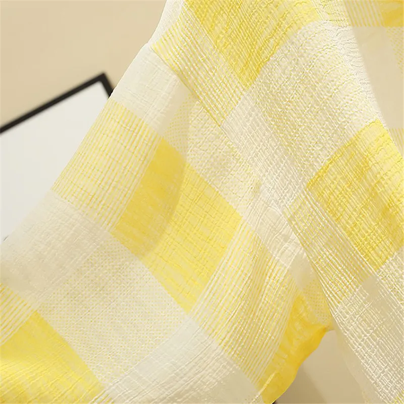 

Women's Chiffon Blouses Plaid Korean Version Loose Long-sleeved Sunscreen Cool Breathable Summer Fashion Large Size New Shirt