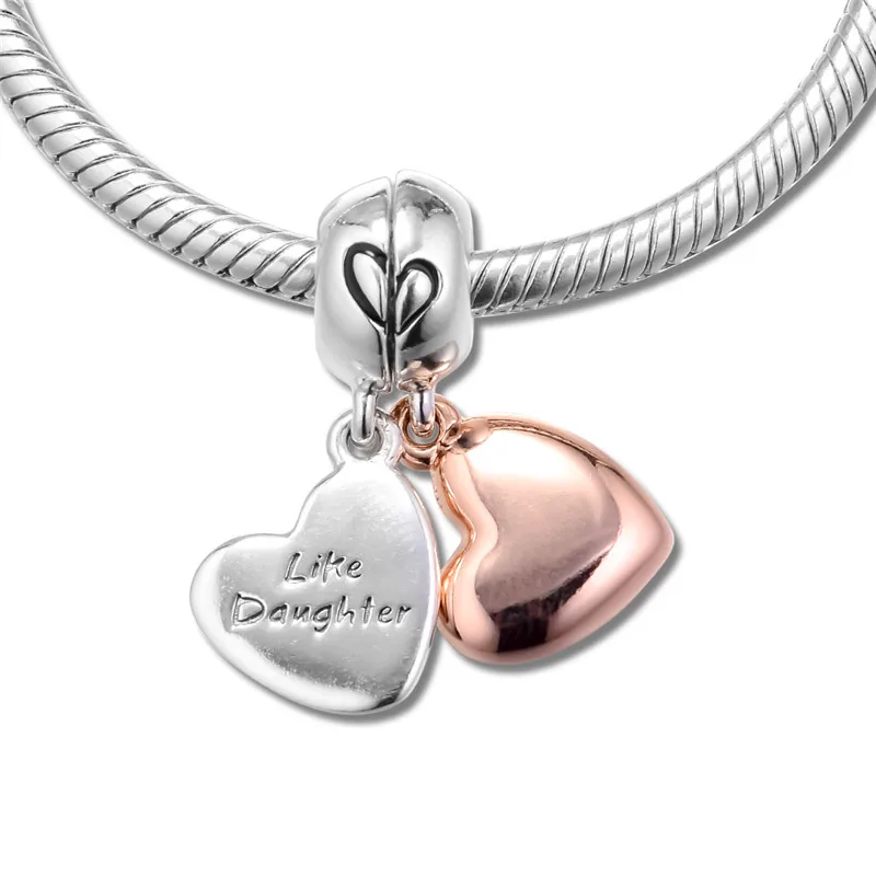 925 silver Beads Mother &amp Daughter Love Dangle Charm Fits Beaded Snake Chain Bracelets Fashion Female DIY Sterling Silver | Украшения и