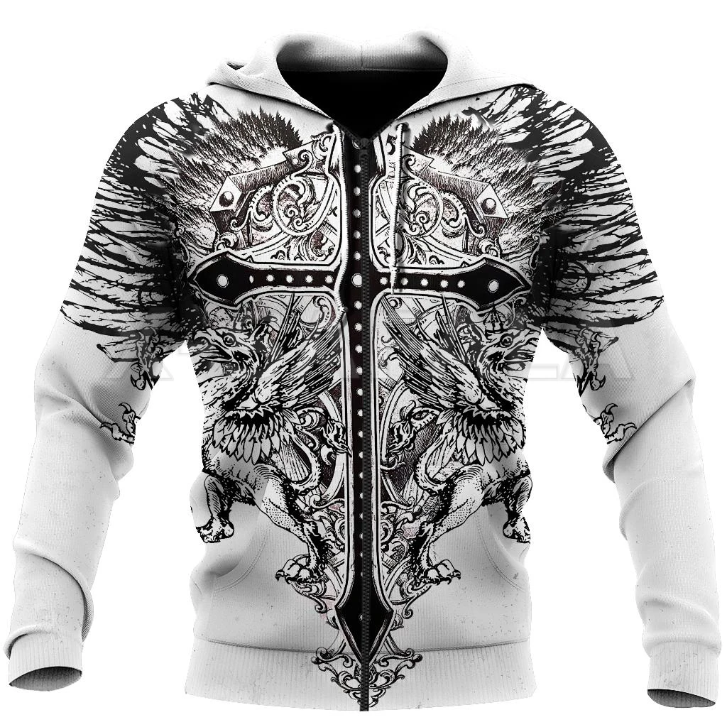 

Unisex Cross Tattoo 3D Print Hoodies Man Sweatshirt Women Harajuku Outwear Casual Pullover Spring Autumn Zipper Up Jacket