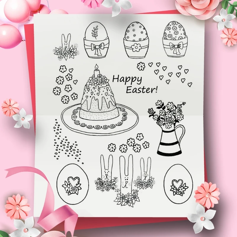 

Happy Easter DIY Silicone Clear Stamp Cling Seal Scrapbook Embossing Album Craft