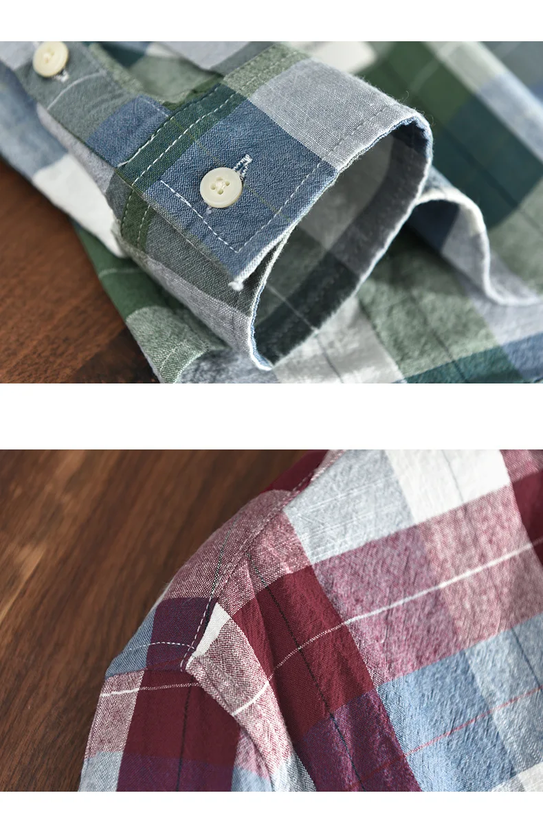 

Men's Retro Plaid Shirt Long Sleeves Stand Collar Casual
