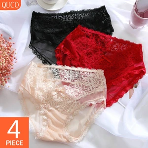 quco brand 4 pcslot women panties sexy women underwear lingerie hot sale pretty briefs high quality low waist womens thongss free global shipping