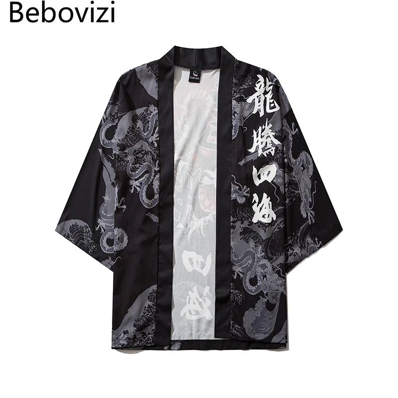 

Традиционный кардиган с китайским драконом в японском национальном стиле, кимоно для мужчин и женщин, юката, женская рубашка, блузка, халат, ...