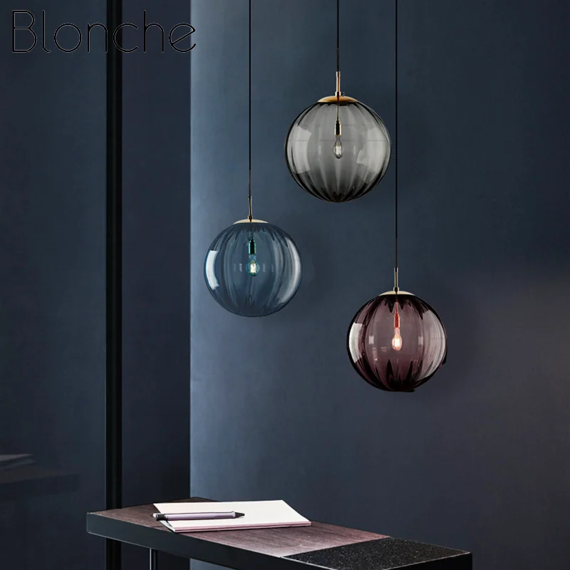 

Modern Led Hanging Lamp Wave Glass Ball Pendant Lights Home Loft Fixtures Bedroom Kitchen Living Room Nordic Creative Luminaire