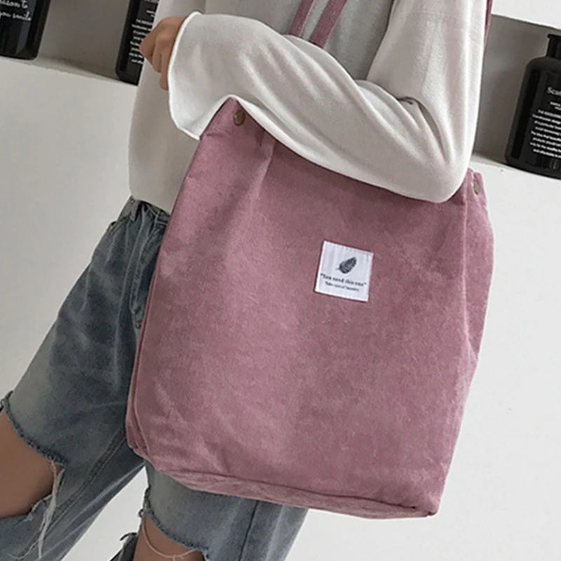 Женская Вельветовая сумка для покупок повседневный складной экологически