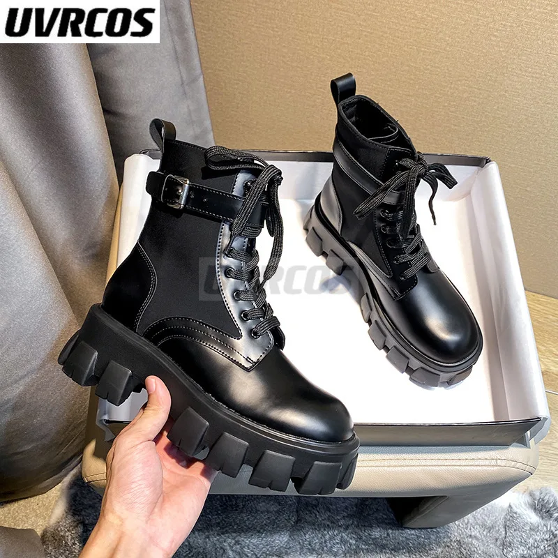 

Fashion Women Ankle Boots 2022 Lace Up Leather Boot Anti-slip Wear-resistant with bag Women Ankle Boot booties woman