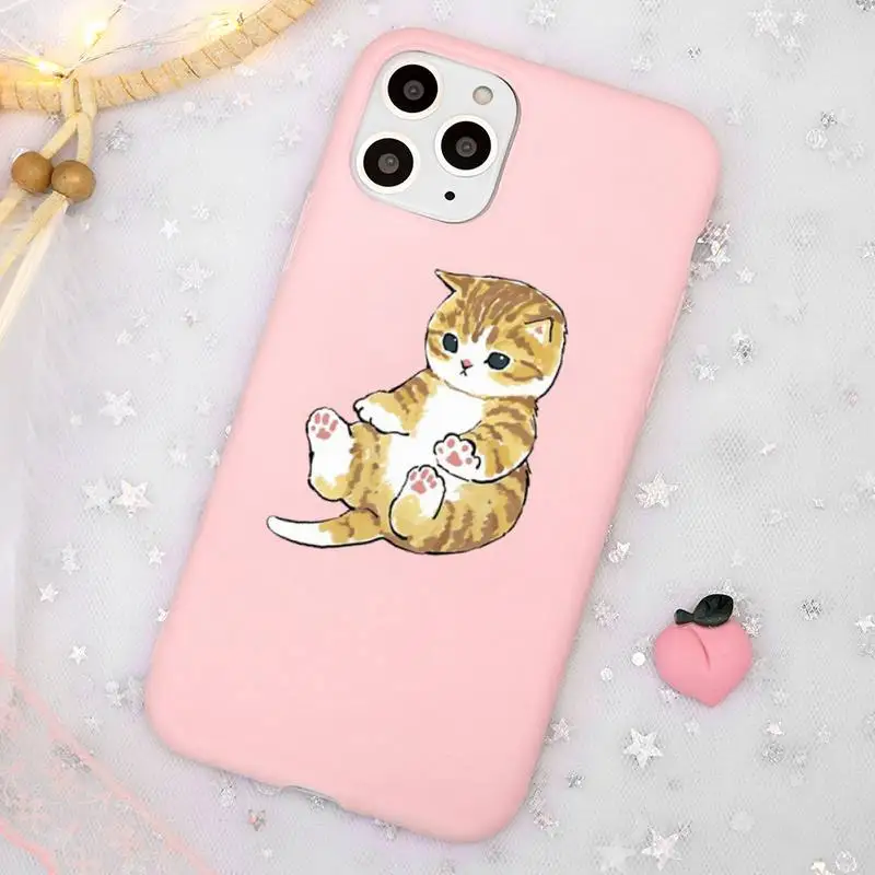 

Funny Cat Phone Case Candy Color for iPhone 11 12 mini pro XS MAX 8 7 6 6S Plus X SE 2020 XR