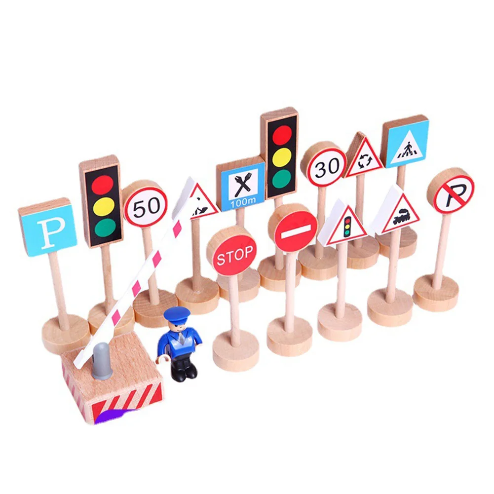 

16pcs Traffic Signs Toys Model Funny Pretend Play Birthday Gift for Kids Learning Safety Learning Teaching Sets