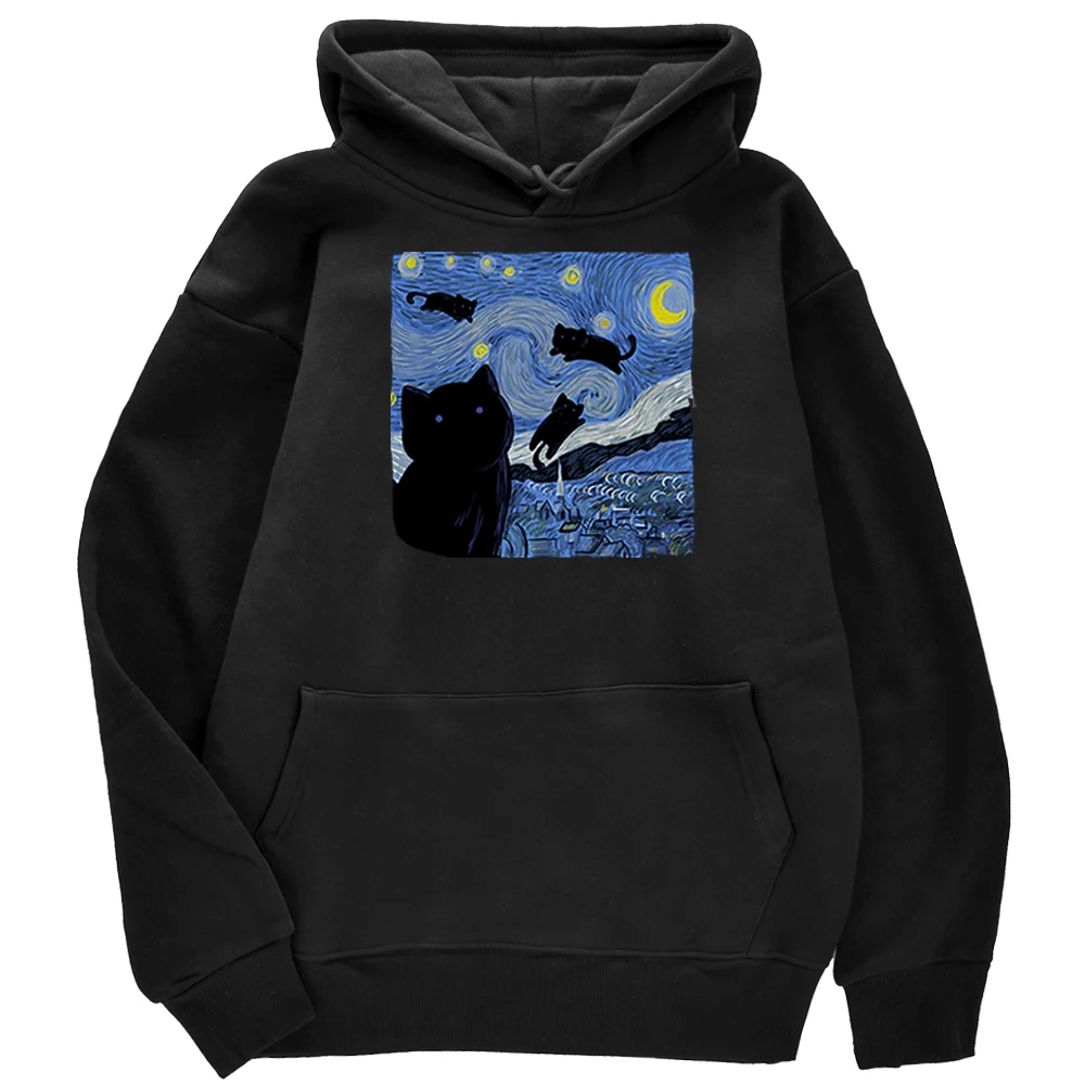 

Толстовка мужская флисовая с капюшоном и принтом «Звездная кошка»