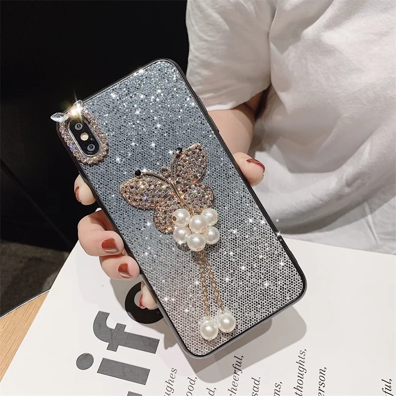Роскошный блестящий чехол с жемчужной бабочкой для iPhone X, XR, XS, Max, 6, 6 S, 7, 8 Plus, 11 Pro, Max, чехол для телефона, для Galaxy S8, S9, S10, чехол - Цвет: 5