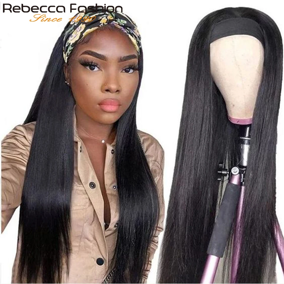 

Парики из натуральных волос, прямые парики из человеческих волос с головной повязкой, бразильские прямые волосы, парики с головной повязкой...