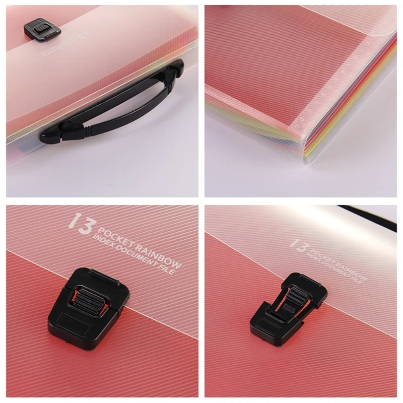 

Handheld 13 Pockets Expanding File Folder Accordion File w/ Buckle Expandable Document Organizer for Home School Office