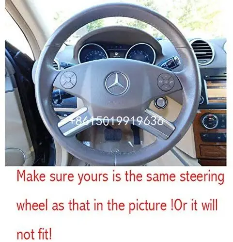 

Brown Leather Steering Wheel Cover for Mercedes Benz GL320 GL350 GL450 GL550 ML350 ML550 R320 R350