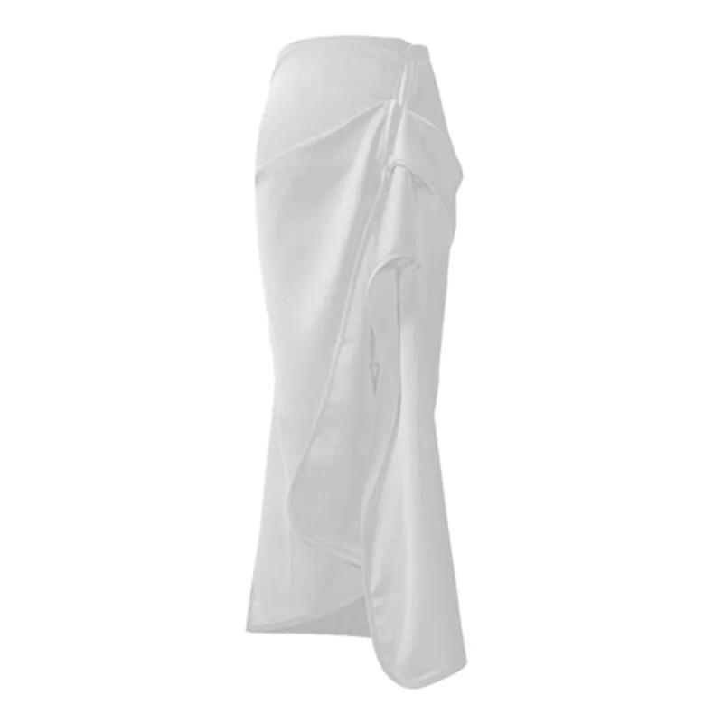 

SeeBeautiful Simple Irregular Ruffles Stitching Loose Half-body Skirt Zipper Woman Summer 2021 New Fashion E503