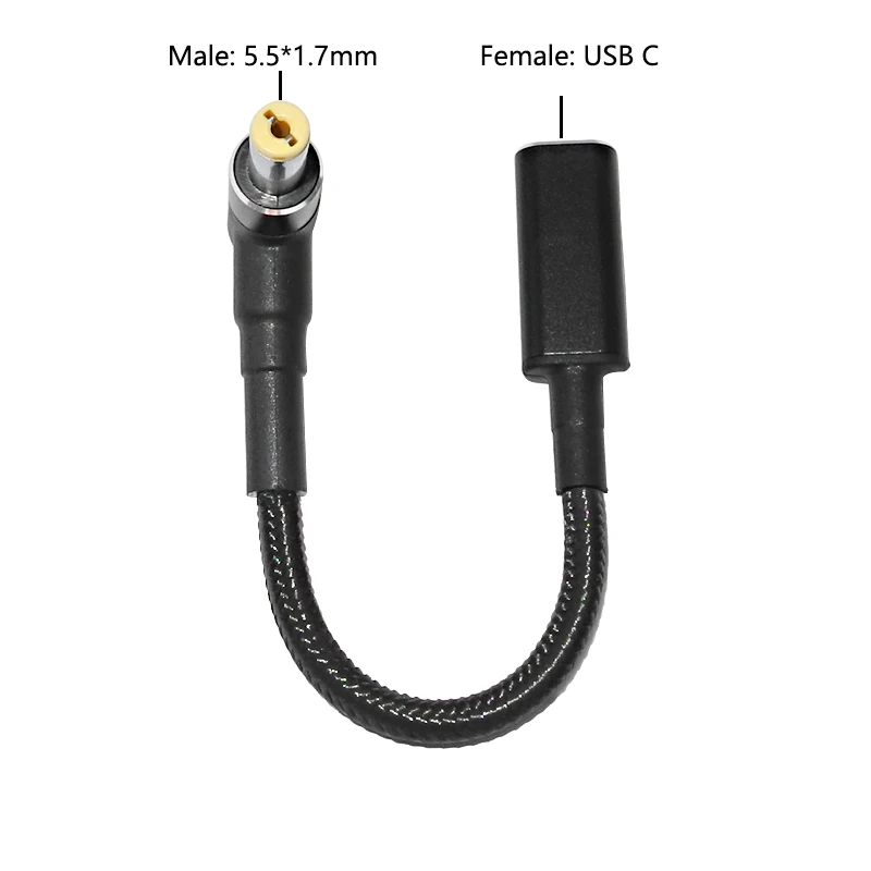 

Переходник USB Type-C PD, 100 Вт, разъем питания для ноутбука Acer, штекер USB C на Штекер 5,5*1,7 мм, для ноутбука Acer Aspire, ПК