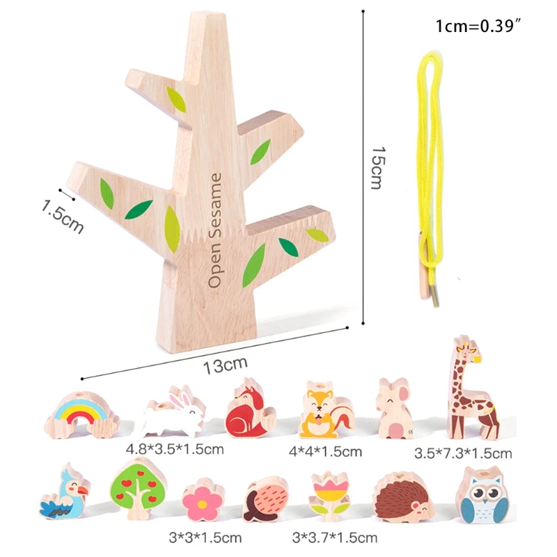 

1Set Animal Stacking Toy Tree Building Blocks Brain Developmental Building Blocks Wooden Stacking Block Game
