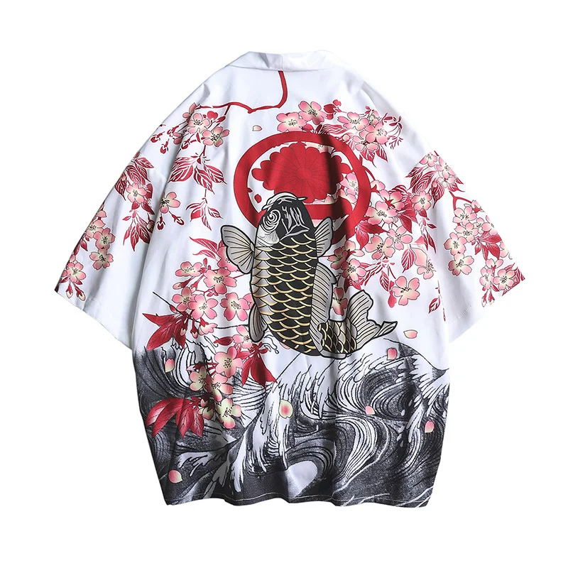 #5002 летние мужские кимоно рубашка размера плюс японское кардиган узоры с