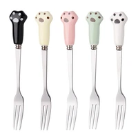 household stainless steel fruit fork creative cute cat claw dessert cake small tableware lunch accessories