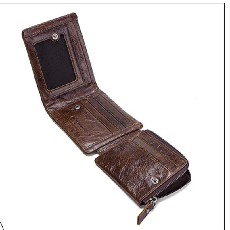 

New Korean casual male's wallet Short vertical locomotive British casual multi-function card bag zipper buckle triangle folding