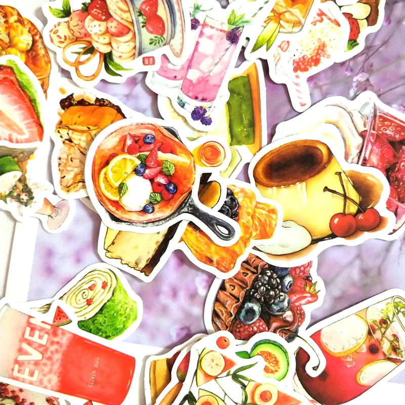 

33PCS Drink Fast Food Stickers Delicious Dessert BBQ Diet Creative Cartoon Stickers Toys to DIY Refrigerator Luggage Car Laptop