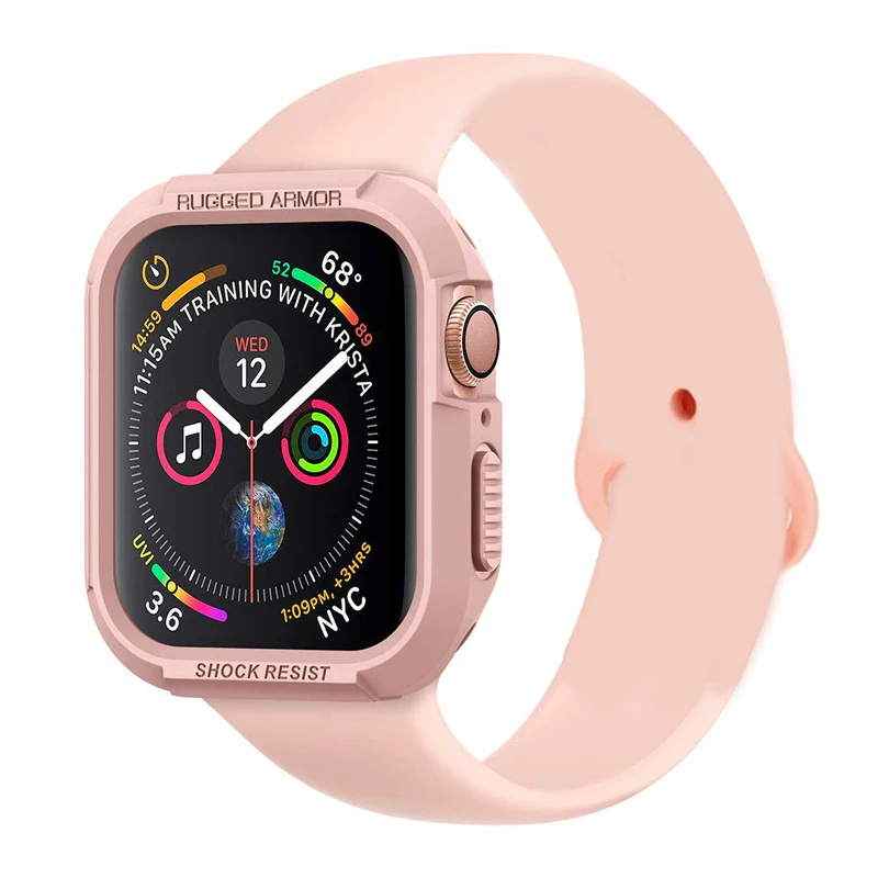 Прочный бронированный чехол для часов Apple watch 7/6/5/SE/4/3/2 iwatch band 44 мм 40 42 45 41 мягкий