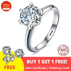 Кольцо женское из белого золота 18 карат, с фианитом 2,0 карата, с бриллиантом