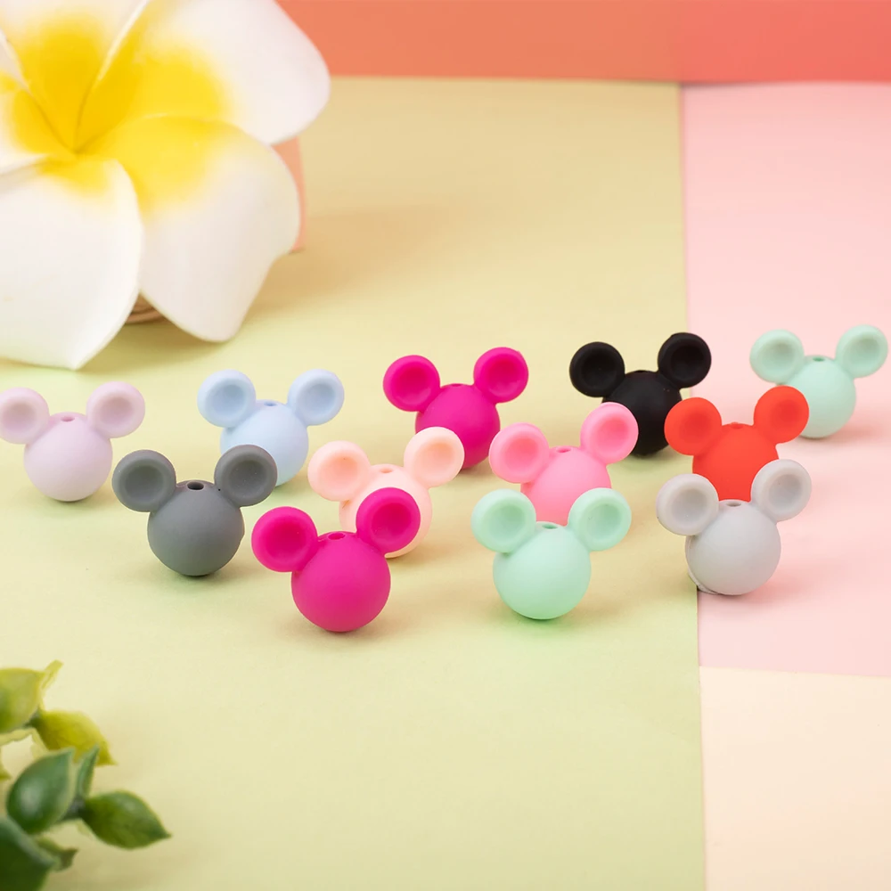 

Sunrony 20pcs Silicone Mouse Molar Beads Baby Teether Food Grade Silicone Pacifier Chain Toy Gift BPA-Free