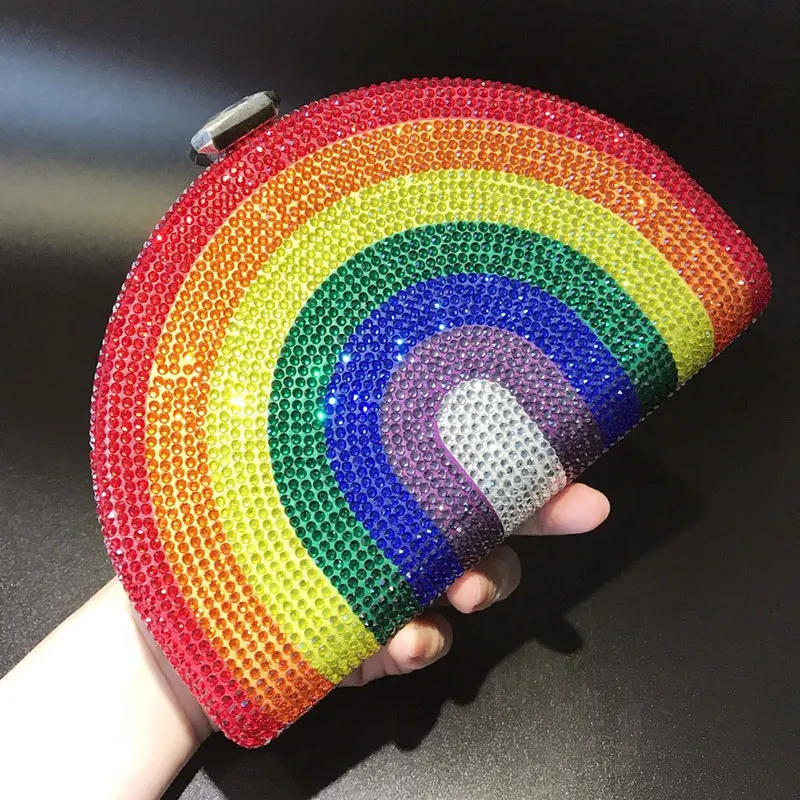 

Bee In Fly Crystal Evening Bag Rainbow Clutch Women Bags Novelty Casual Small Cocktail Dinner Bag